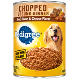 Pedigree Chopped Ground Dinner Beef, Bacon & Cheese Wet Dog Food, 22 oz.