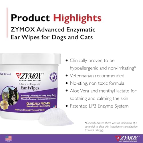 Zymox Advanced Enzymatic Ear Wipes for Pets, 6 oz.
