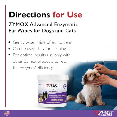 Zymox Advanced Enzymatic Ear Wipes for Pets, 6 oz.
