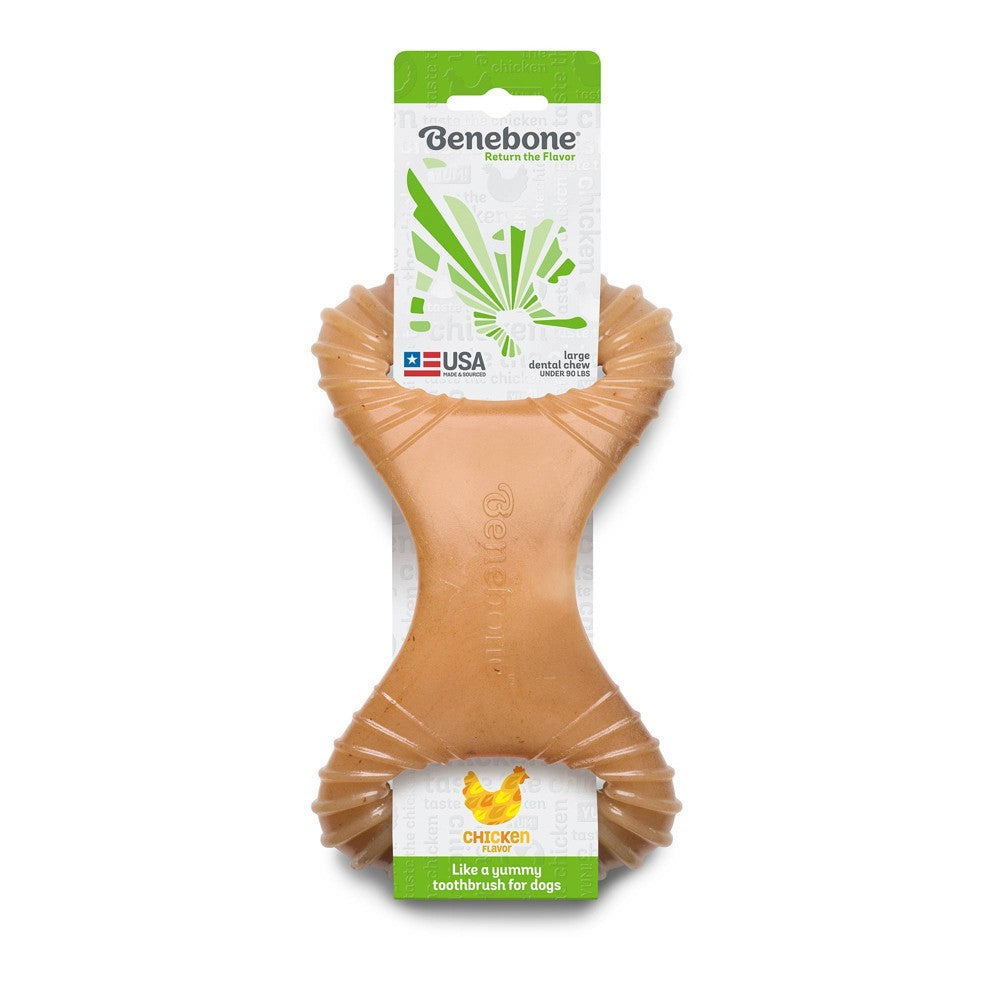 Benebone Dental Real Chicken Durable Dog Chew Toy, Large