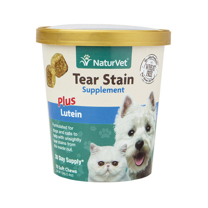 NaturVet Tear Stain Plus Lutein Soft Chews for Dogs & Cats, 70 Count