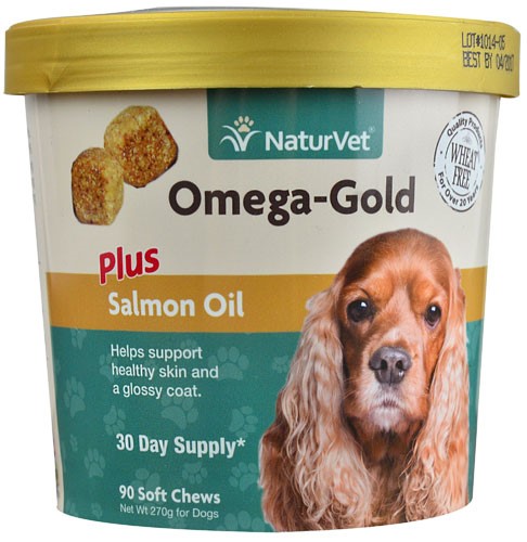 NaturVet Omega-Gold Salmon Oil Soft Chews for Cats, 90 Count