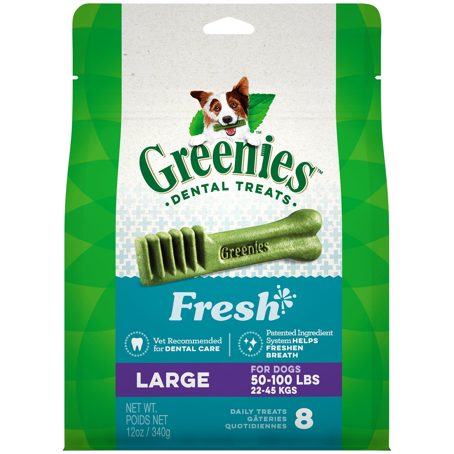 Greenies Large Dental Dog Treats - Fresh Mint Flavor 12oz
