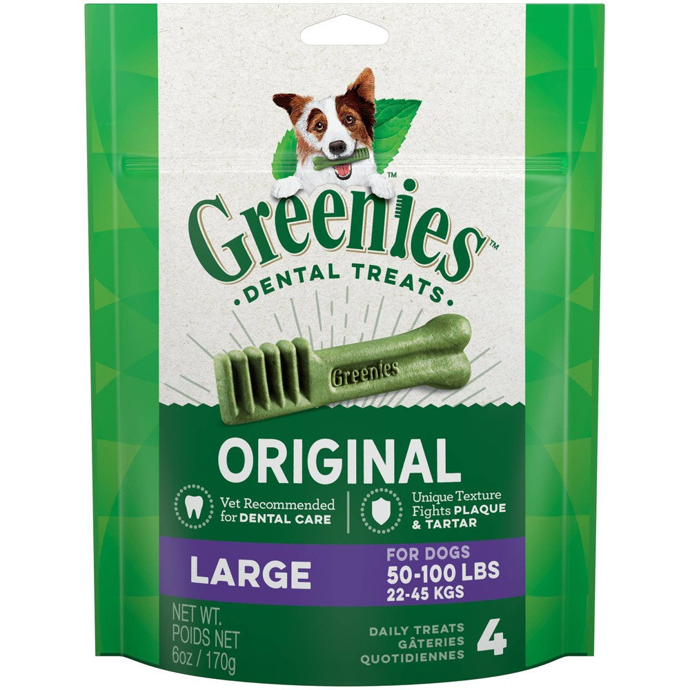 Greenies Large Size Original Natural Dental Dog Treats, 6 oz. (4 Count)