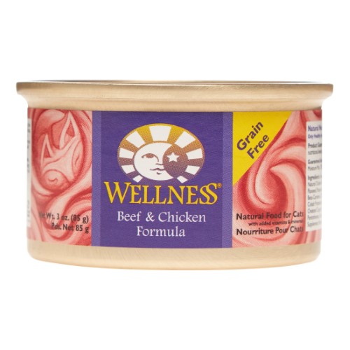 Wellness Complete Health Grain-Free Beef & Chicken Dinner Pate Wet Cat Food, 3 oz.