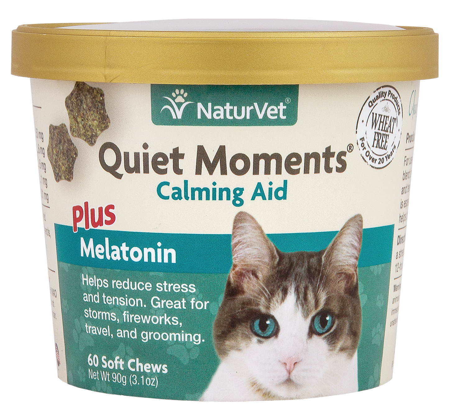 NaturVet Quiet Moments Calming Aid Soft Chews for Cats, 60 Count