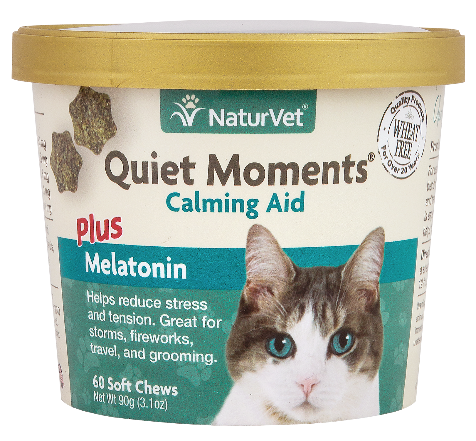NaturVet Quiet Moments Calming Aid Soft Chews for Cats, 60 Count