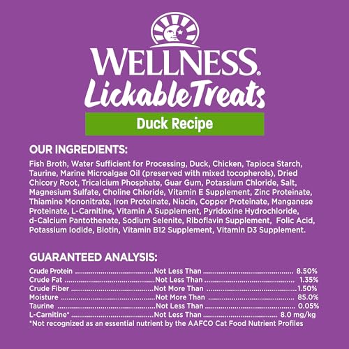 Wellness Lickable Duck Cat Treats, 2.5 oz. (6 Pack)