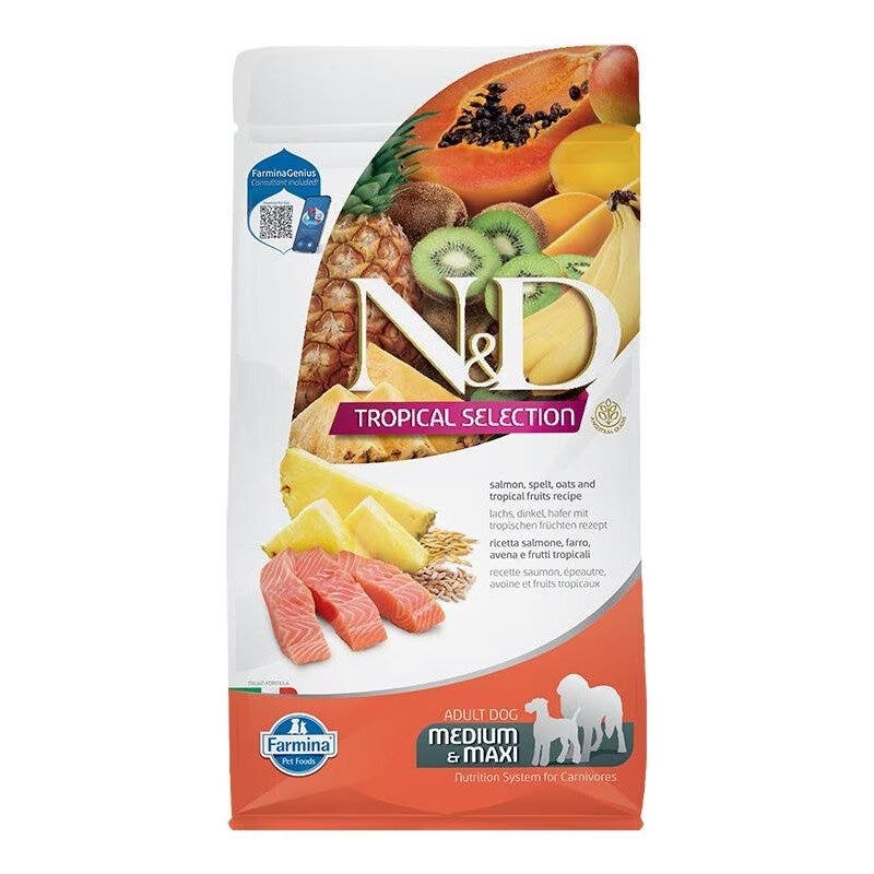 Farmina N&D Tropical Selection Canine Salmon, Spelt, Oats And Tropical Fruits Adult Medium & Maxi Dry Dog Food 22-Lb Bag