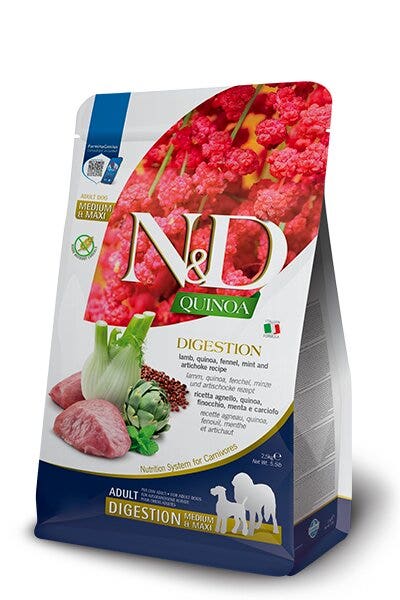 Farmina N&D Quinoa Dog Digestion. Lamb & Fennel Adult Medium/Maxi 15.4 lbs Bag
