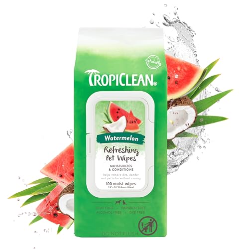 TropiClean Watermelon Paws & Butt Deep Cleaning Grooming Wipes, 100 Count