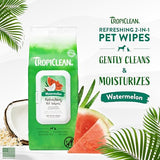 TropiClean Watermelon Paws & Butt Deep Cleaning Grooming Wipes, 100 Count