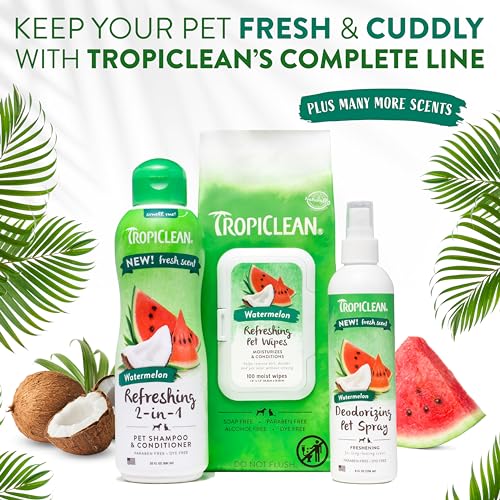 TropiClean Watermelon Paws & Butt Deep Cleaning Grooming Wipes, 100 Count