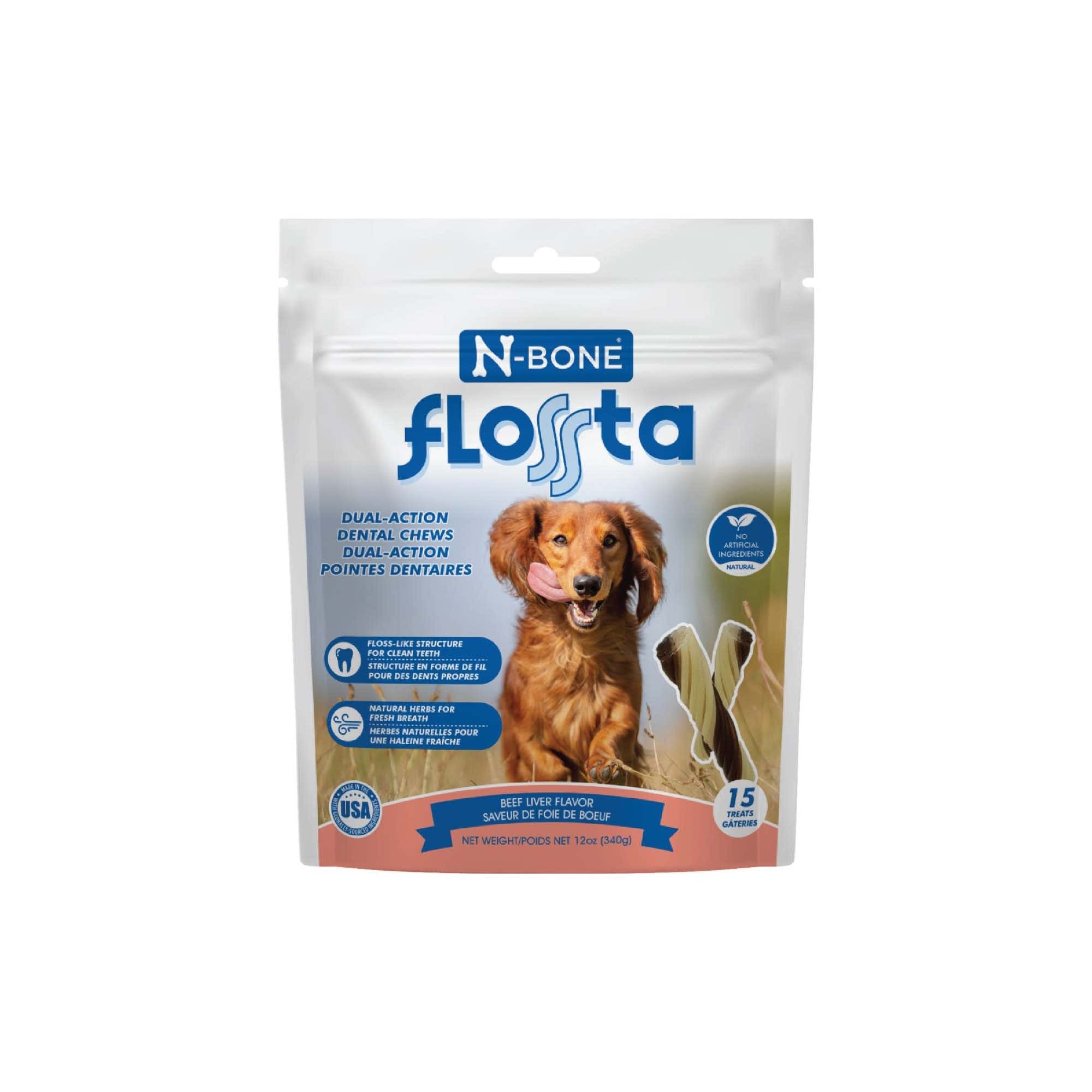 N-Bone Flossta Beef Liver Dental Chews for Dogs, 12 oz. (15 Count)
