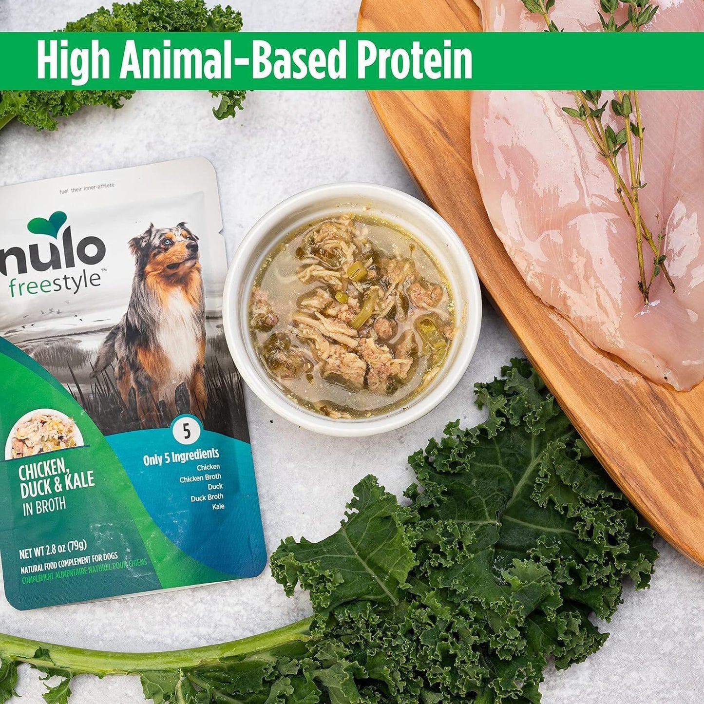 Nulo FreeStyle Chicken, Duck & Kale in Broth Dog Food Topper, 2.8 oz.