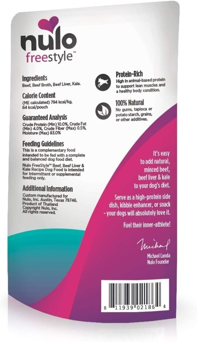 Nulo FreeStyle Beef, Beef Liver & Kale in Broth Dog Food Topper, 2.8 oz