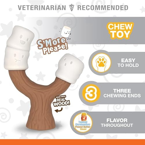 Nylabone Strong Chew Marshmallow Stick Dog Chew Toy Marshmallow & Peanut Butter Flavor, Large (1 Count)
