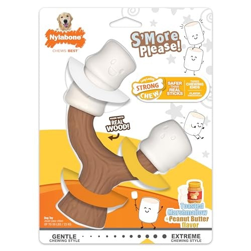 Nylabone Strong Chew Marshmallow Stick Dog Chew Toy Marshmallow & Peanut Butter Flavor, Large (1 Count)