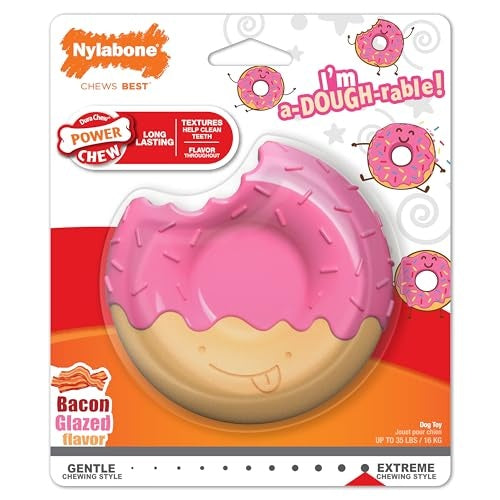 Nylabone Bacon Glazed Donut Chew Toy, Medium (1 Count)