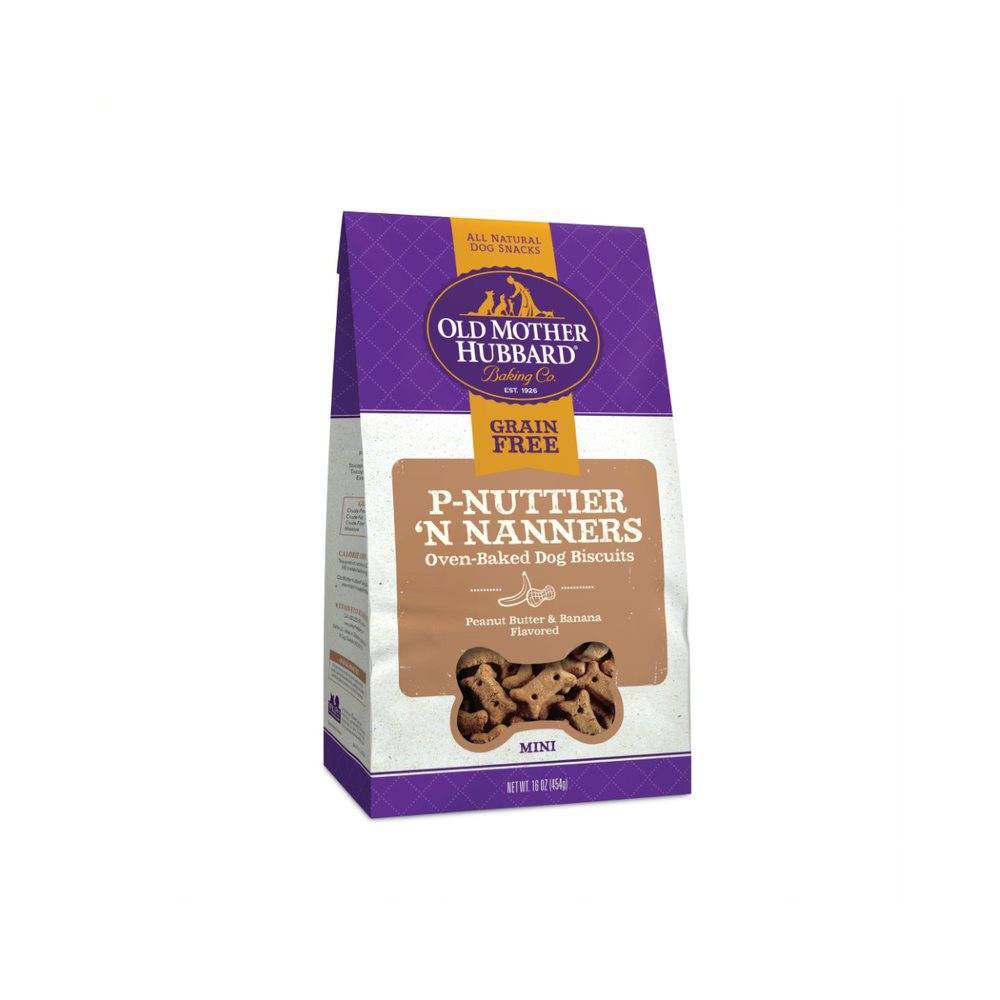 Old Mother Hubbard Puppy-Nuttier 'N Nanners Grain-Free Mini Oven-Baked Dog Biscuits, 16 oz.