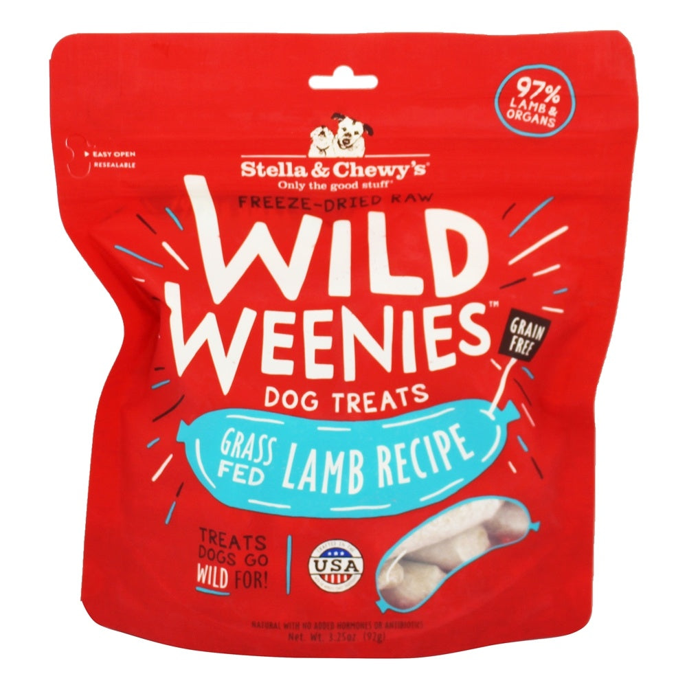 Stella & Chewy's Freeze-Dried Raw Wild Weenies Game-On Lamb Recipe Dog Treats 3.2oz
