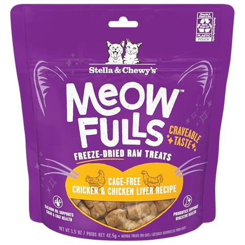 Stella & Chewy's Meowfulls Chicken & Chicken Liver Freeze-Dried Cat Treats, 1.5 oz.