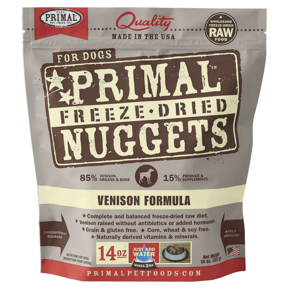 Primal Venison Formula Freeze-Dried Dog Food Nuggets, 14 oz.