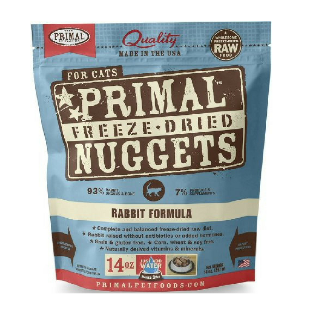 Primal Rabbit Formula Freeze-Dried Cat Food Nuggets, 14 oz.
