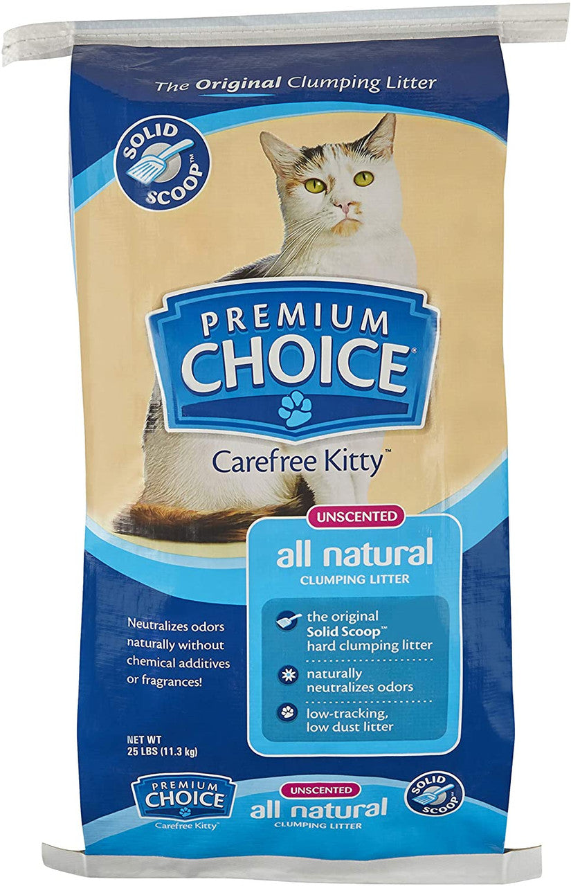 Premium Choice All Natural Unscented Scoopable Cat Litter, 25 lbs.
