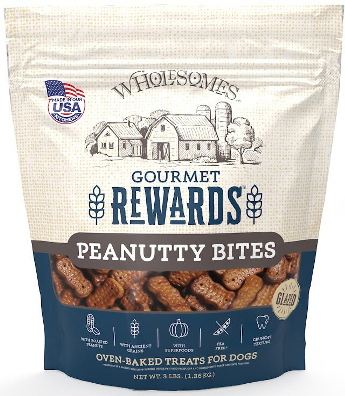 Wholesomes Gourmet Peanutty Bites Dog Treats, 3 lbs.