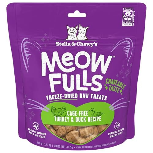 Stella & Chewy's Meowfulls Turkey & Duck Freeze-Dried Cat Treats, 1.5 oz.