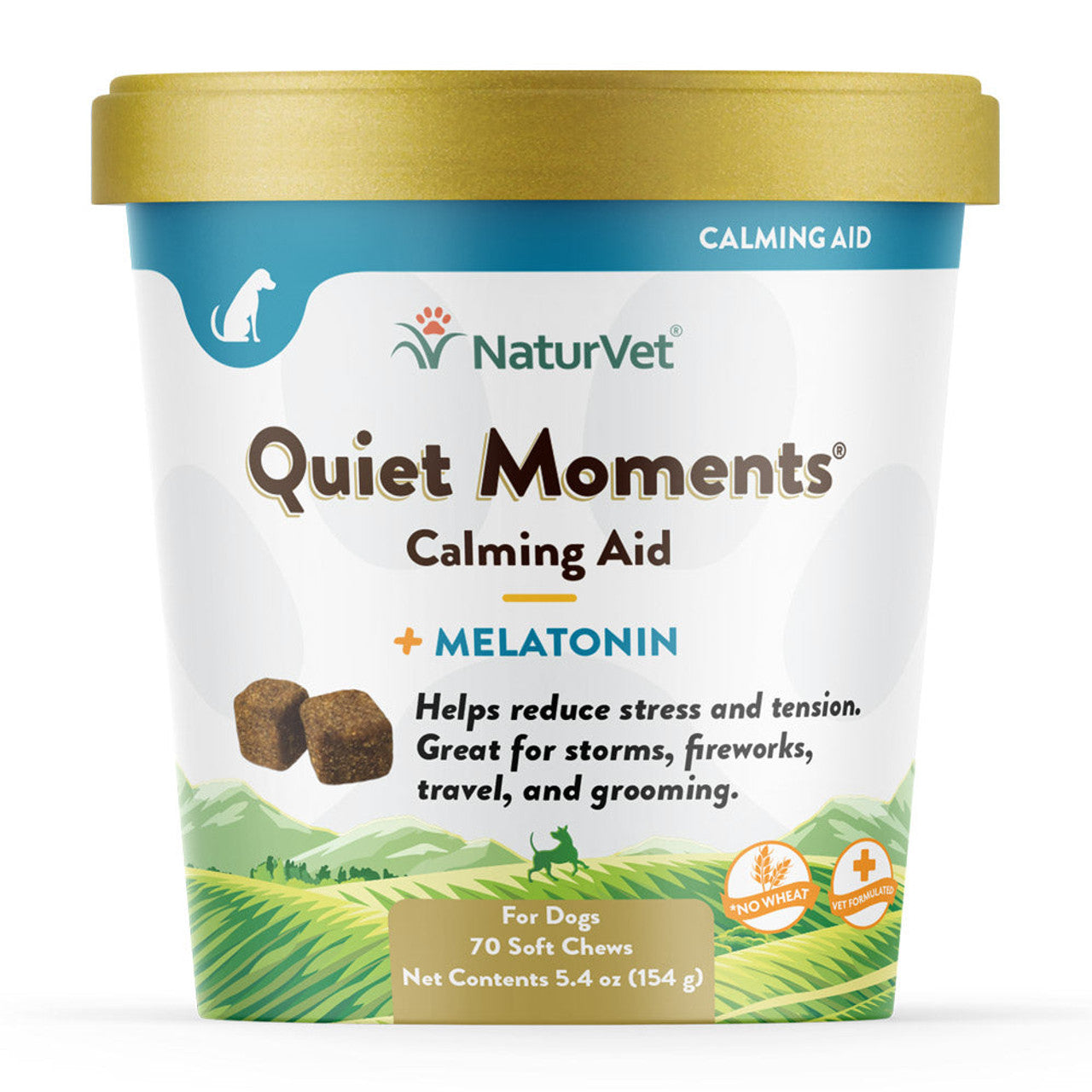 NaturVet Quiet Moments Calming Supplement Soft Chews for Dogs, 70 Count