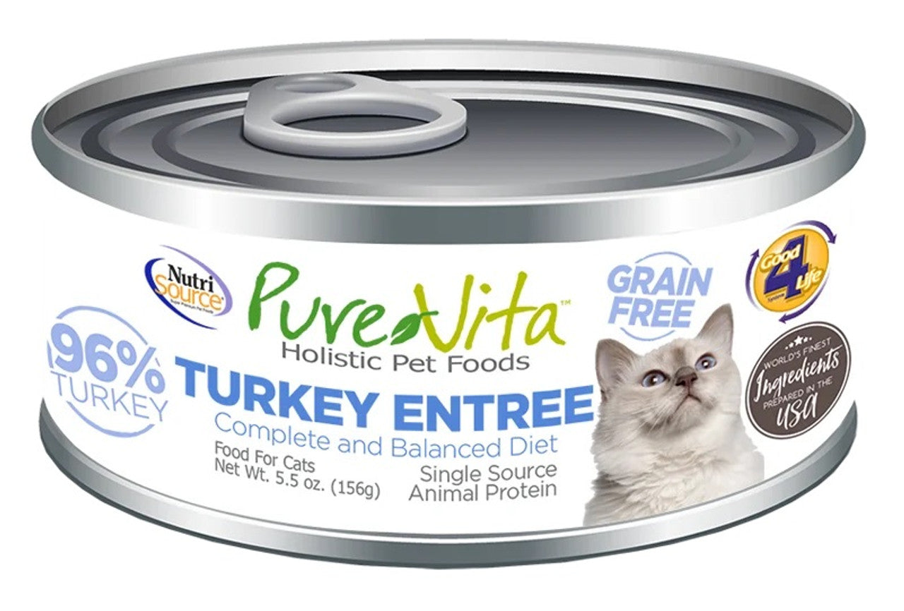 PureVita Turkey & Cranberry Entree Grain-Free Wet Cat Food, 5.5 oz.