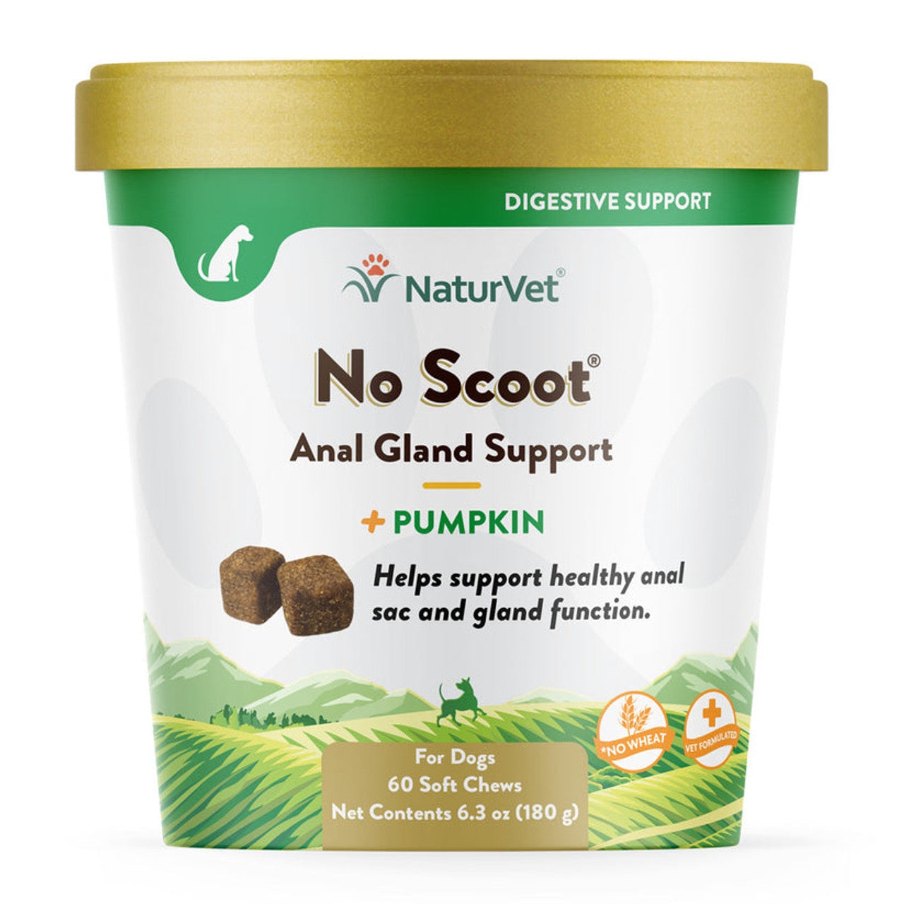 NaturVet No Scoot Digestive Health Soft Chews for Dogs, 6.3 oz.