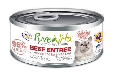 PureVita Beef Entree Grain-Free Wet Cat Food, 5.5 oz.