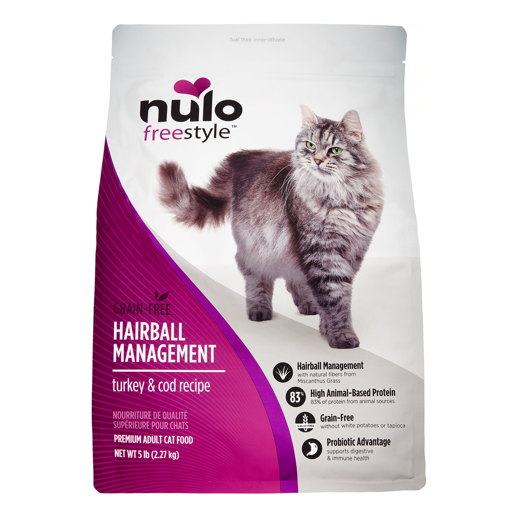 Nulo FreeStyle Hairball Management Turkey & Cod Grain-Free Dry Cat Food, 5 lbs.