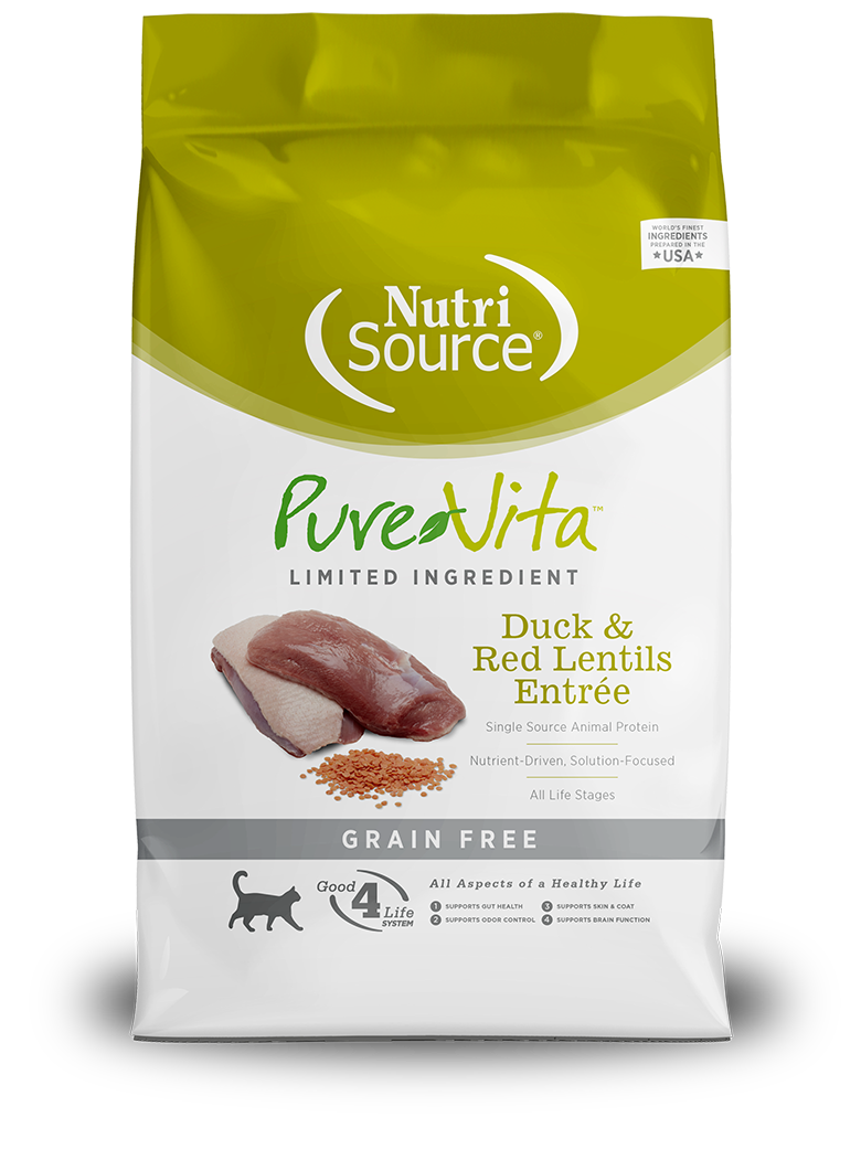 PureVita Duck & Red Lentils Entree Grain-Free All Life Stages Cat Food, 12 lbs.