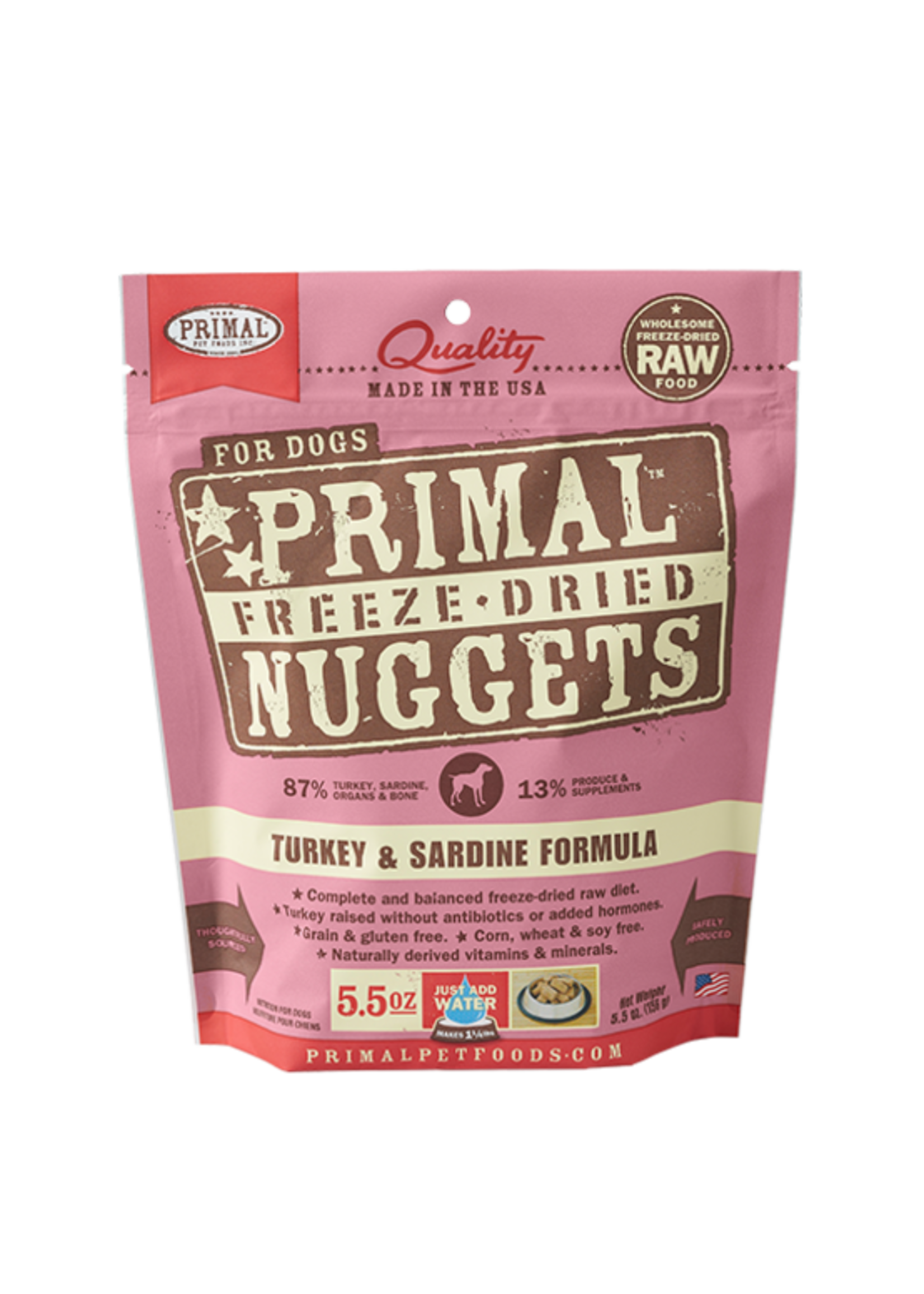 Primal Turkey & Sardine Freeze-Dried Dog Food, 5.5 oz.