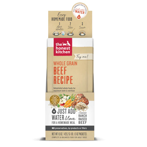 The Honest Kitchen Dehydrated Beef Dog Food, 1.5 oz Pack Of 10