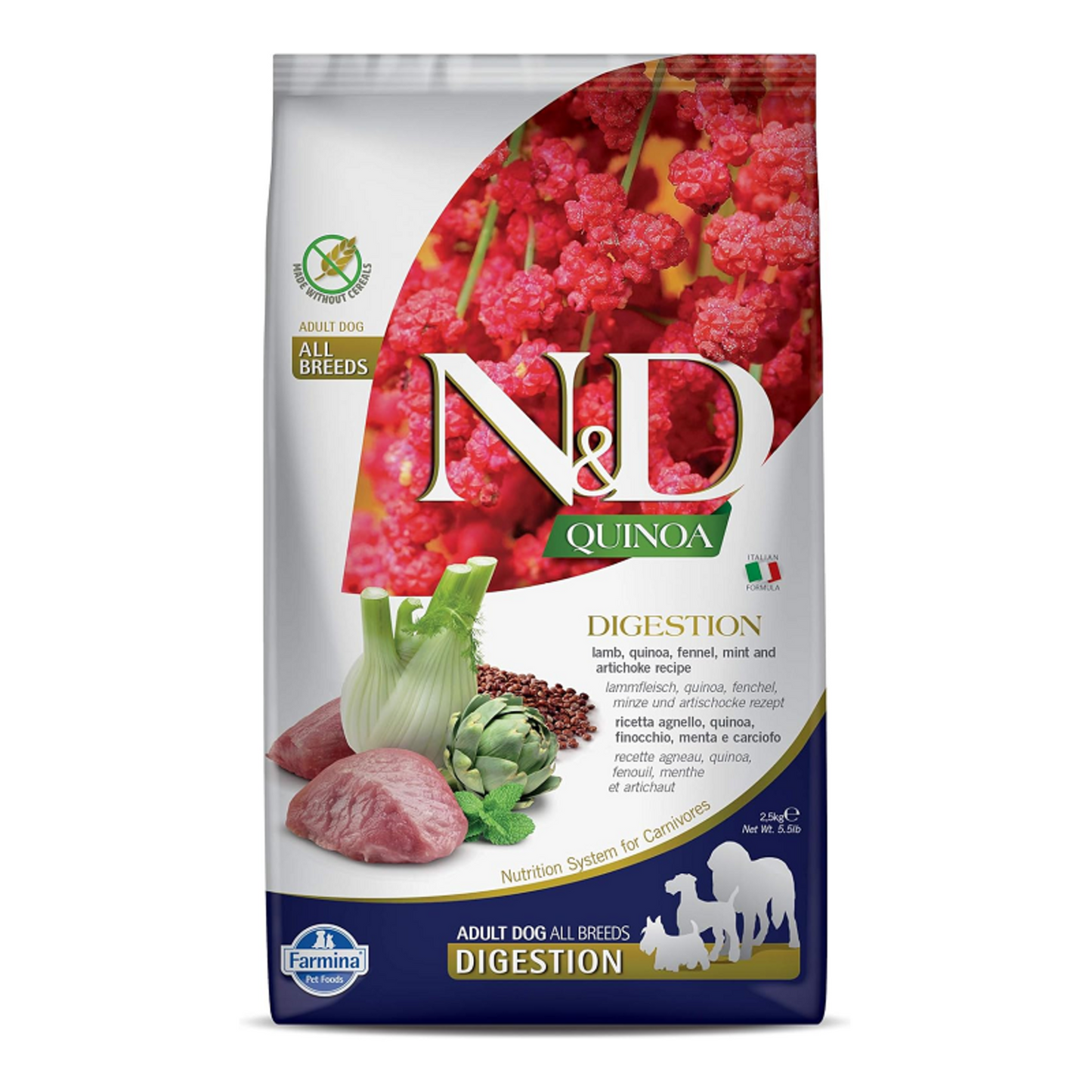 Farmina N&D Quinoa Dog Digestion. Lamb & Fennel Adult Medium/Maxi 15.4 lbs Bag