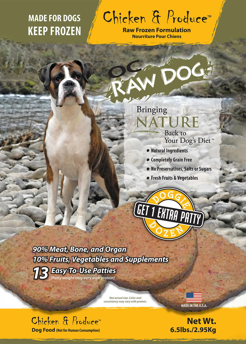 OC Raw Chicken & Produce Patties Frozen Dog Food, 6 lbs.