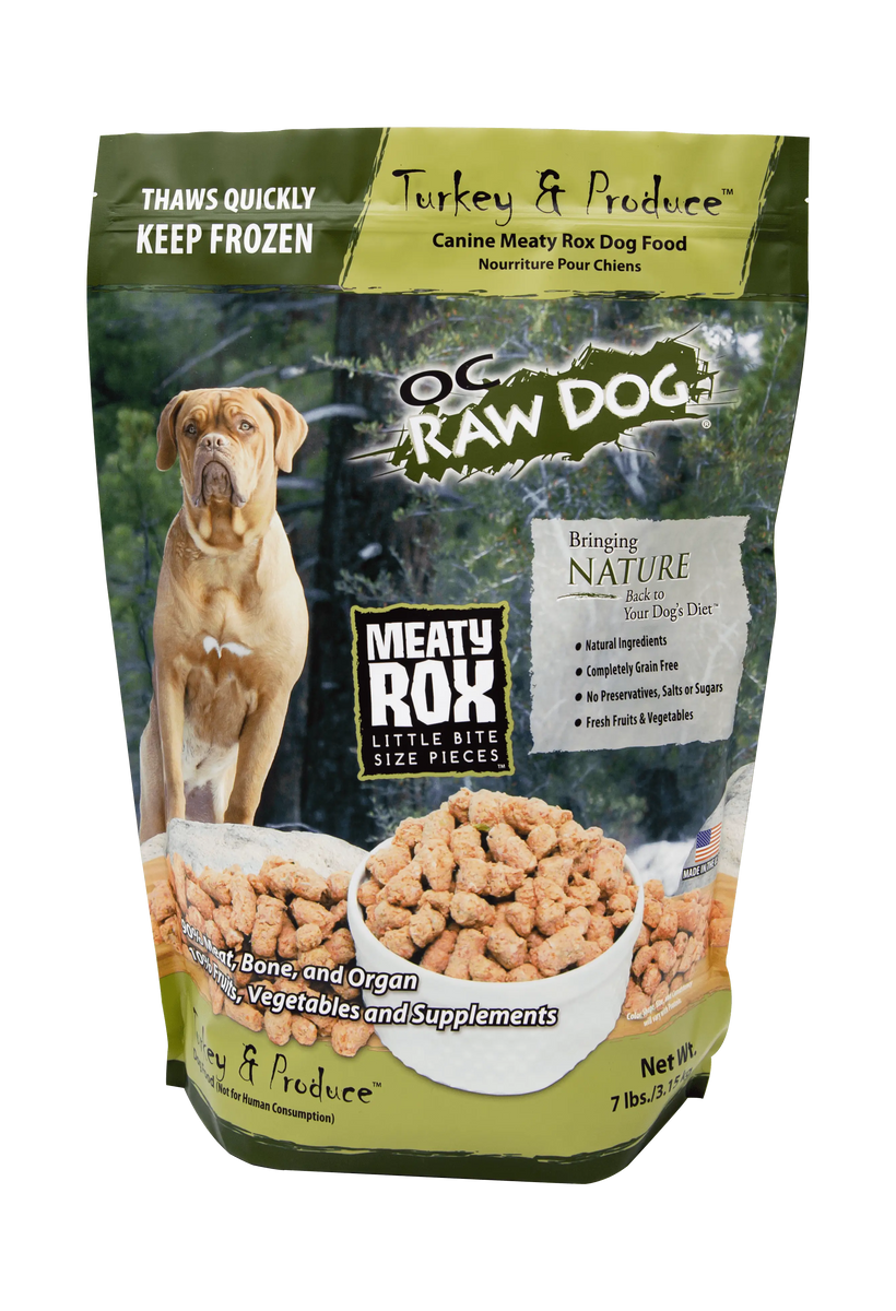 Oc Raw Turkey & Produce Meaty Rox Frozen Dog Food