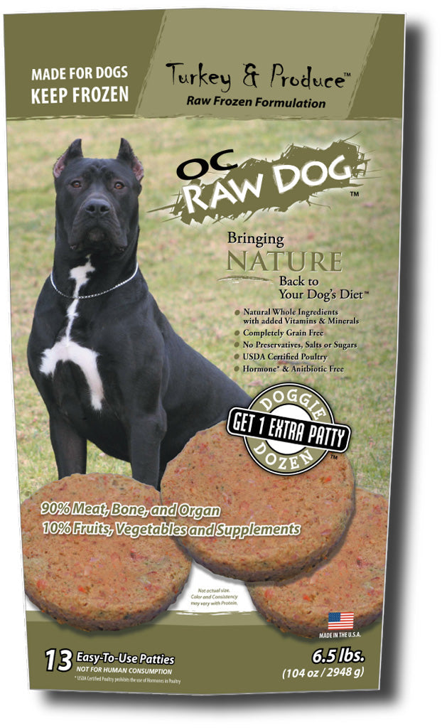 OC Raw Turkey & Produce Patties Frozen Dog Food, 6.5 lbs.