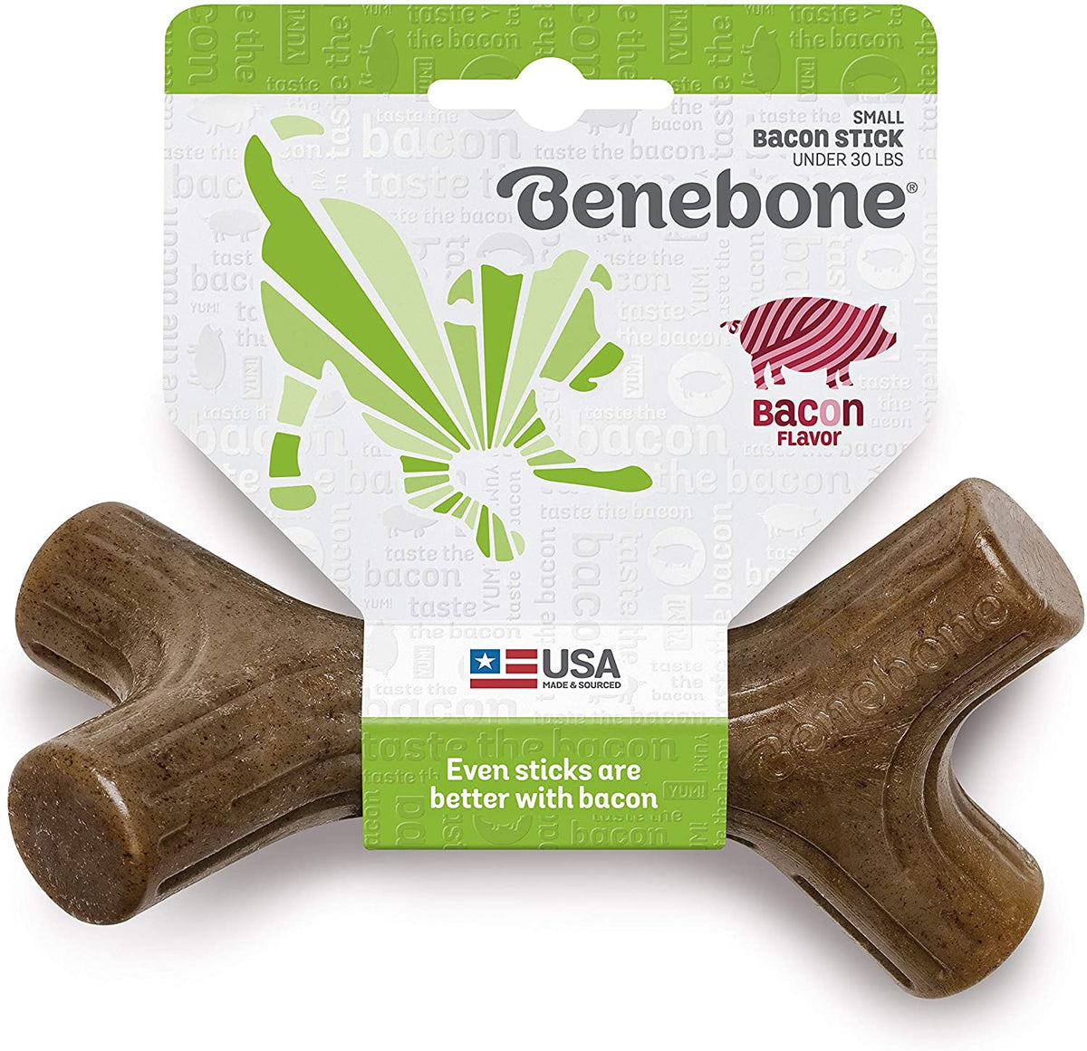 Benebone Bacon Stick Real Bacon Dog Chew Toy, Small