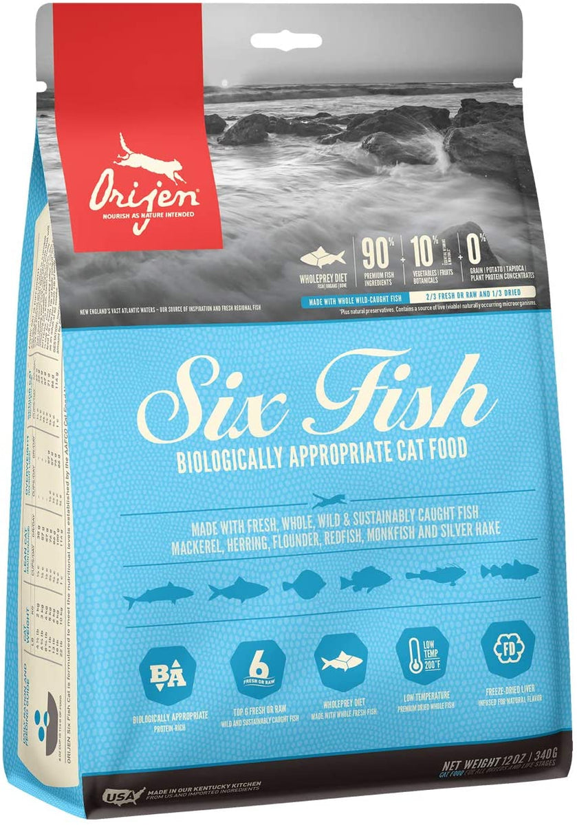 Orijen Six Fish High Protein Dry Cat Food, 4 lbs.
