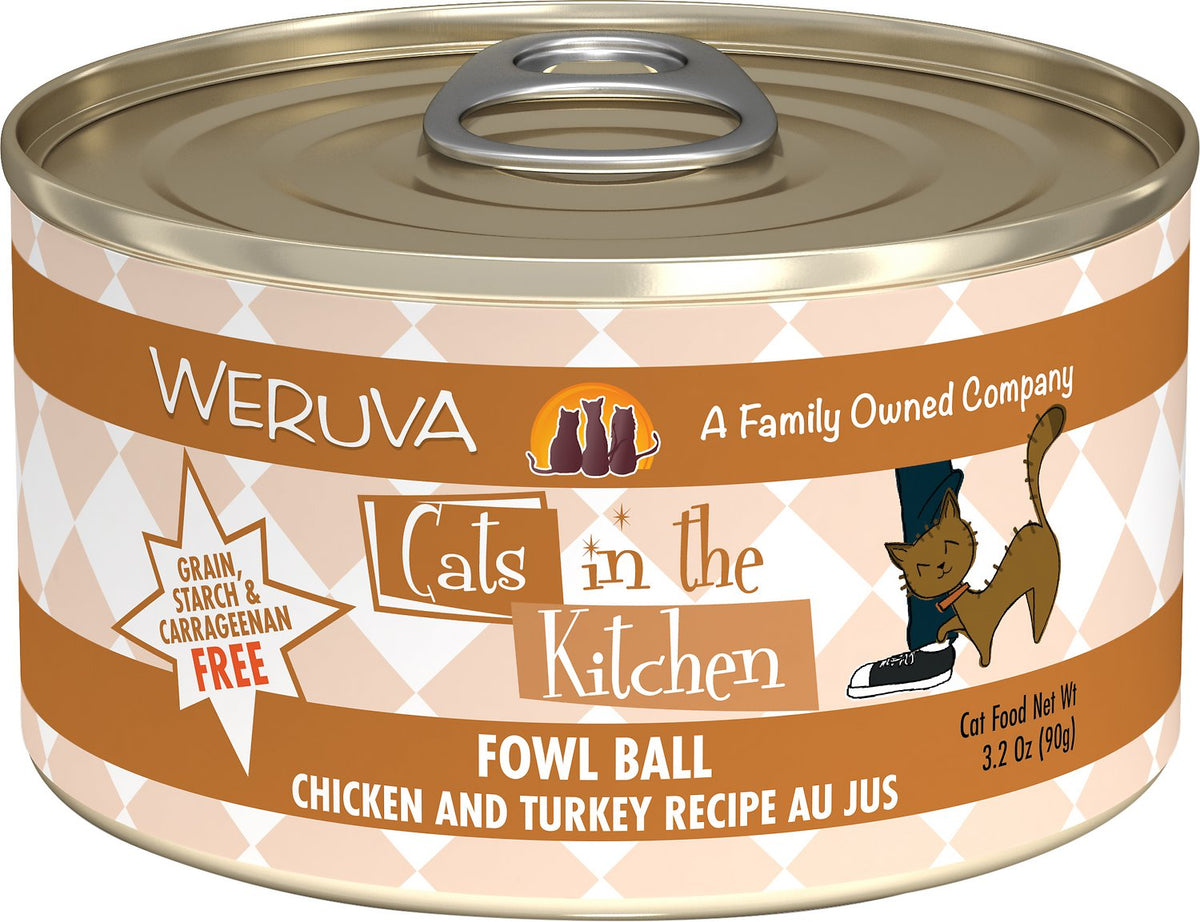 Cats in the Kitchen Fowl Ball Chicken & Turkey Wet Cat Food, 3.2 oz.