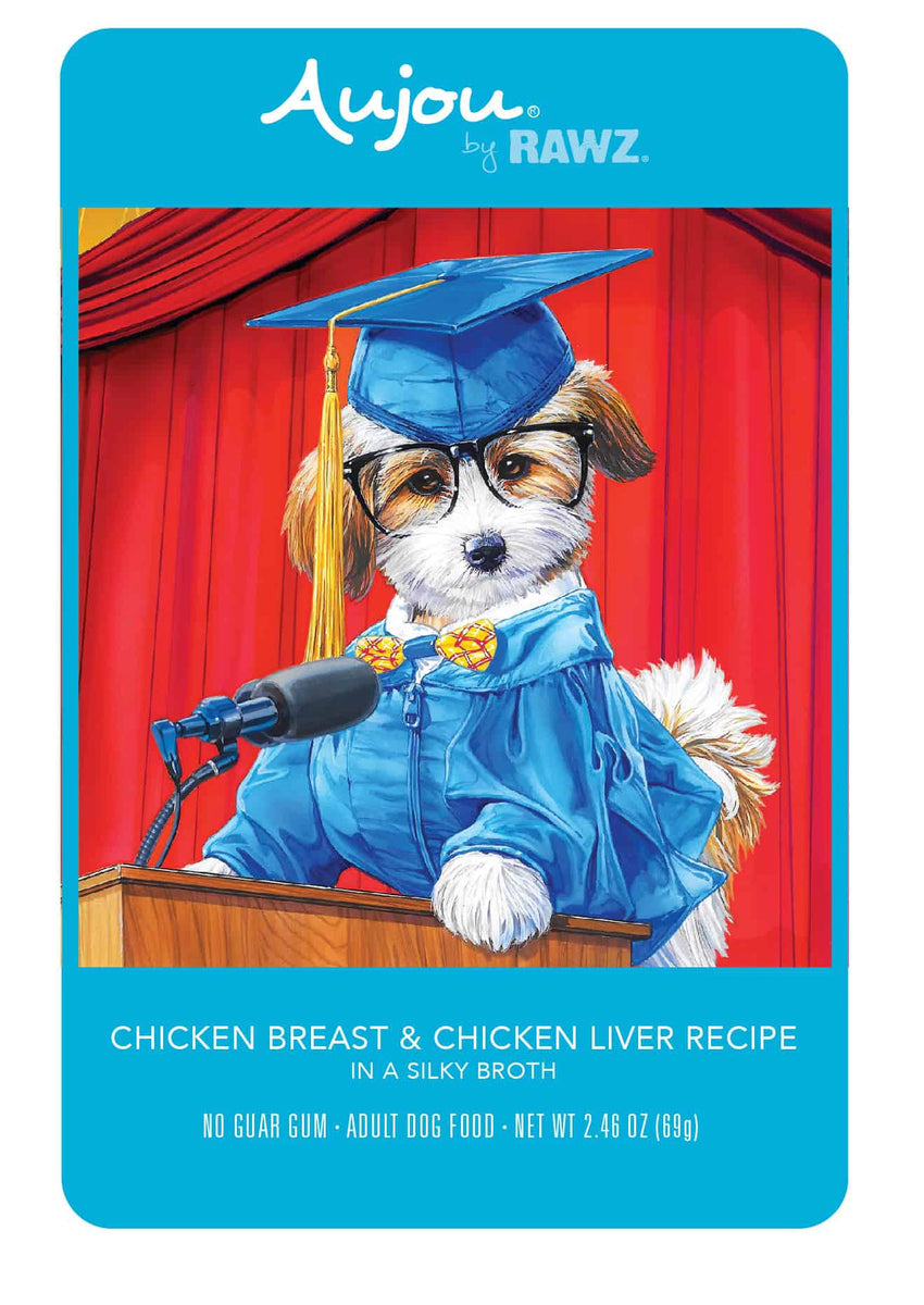 Rawz Aujou Chicken Breast & Chicken Liver Recipe Wet Dog Food, 2.46 oz.