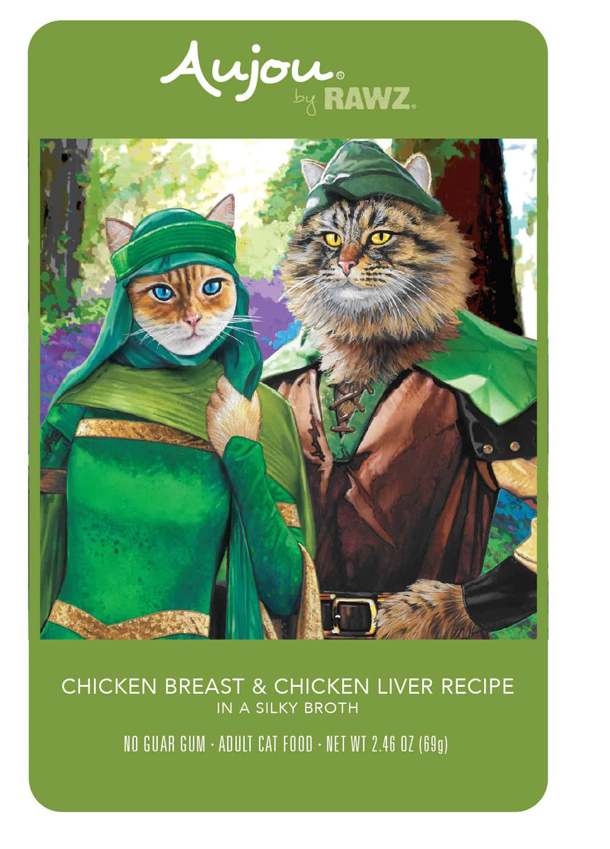 Rawz Aujou Chicken Breast & Chicken Liver Recipe Wet Cat Food, 2.46 oz.