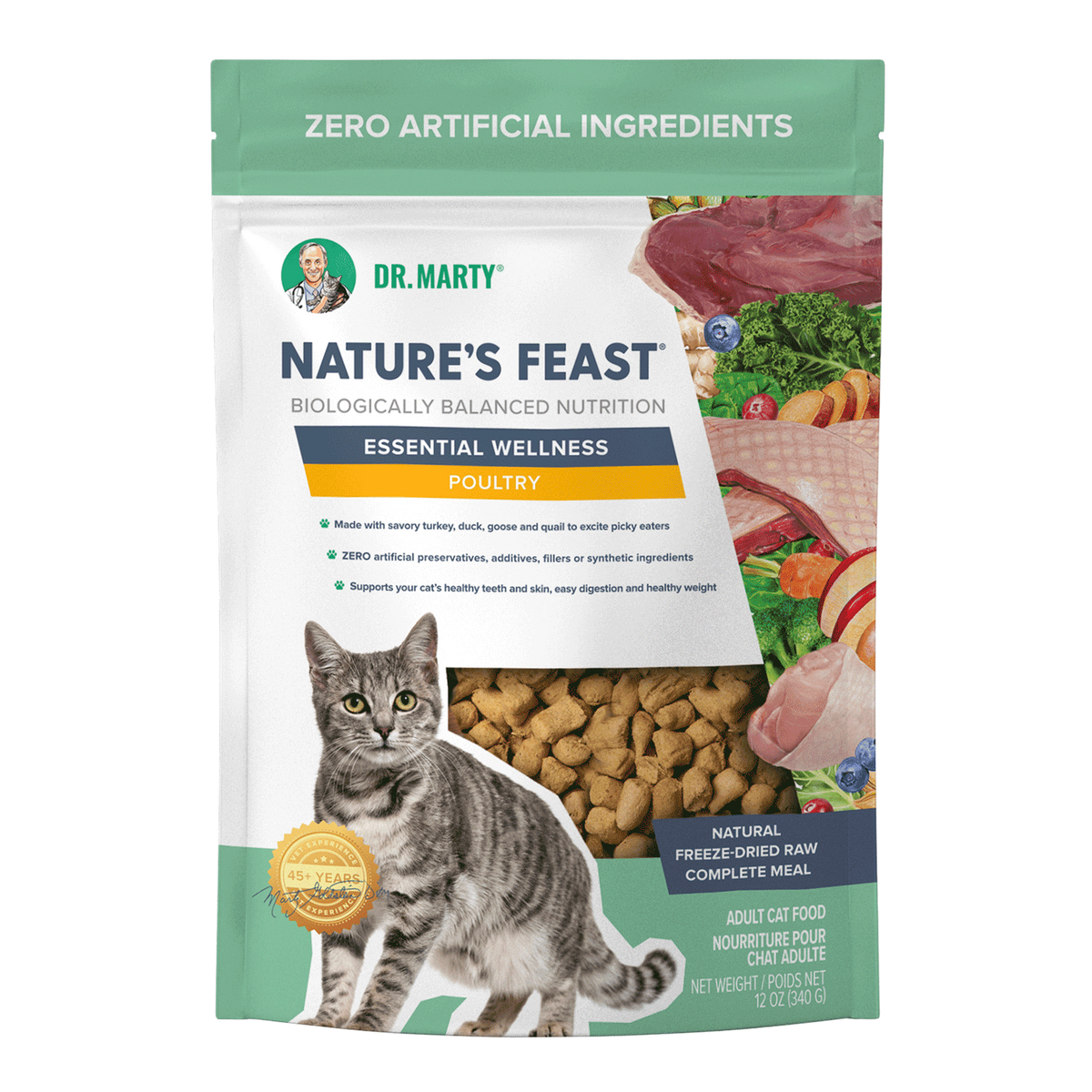 Dr. Marty Nature's Feast Freeze-Dried Raw Poultry Cat Food 12oz