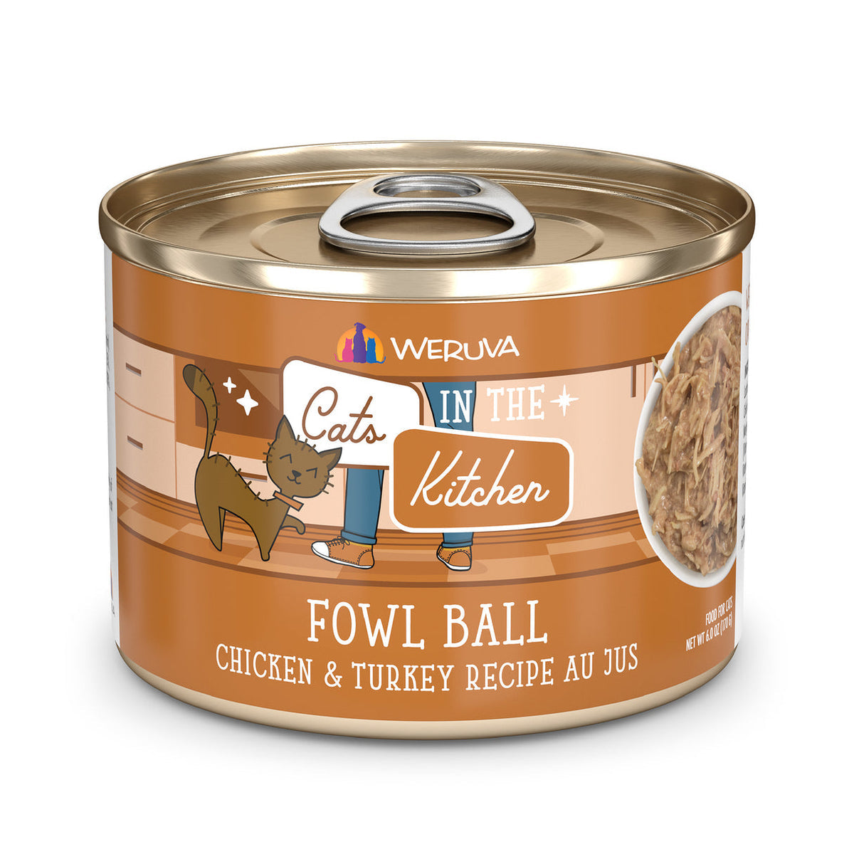 Cats in the Kitchen Fowl Ball Chicken & Turkey Au Jus Wet Cat Food, 6 oz.